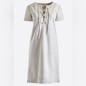 J Crew Short Sleeve Lace Up Knit Dress Heather Gray